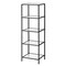 Narrow Glass Shelf Bookcase with Steel Frame for Bedroom Living Room Office Bathroom Storage